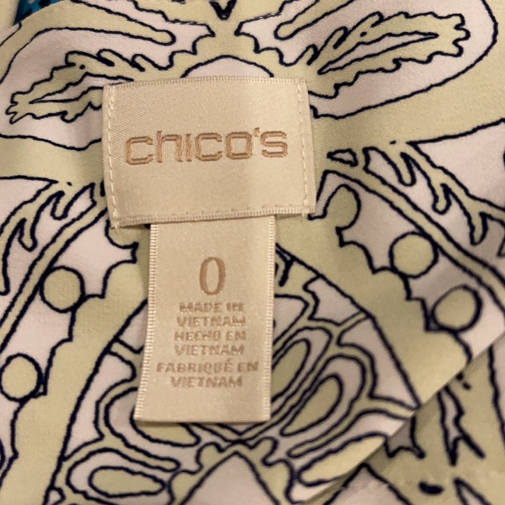 Chico’s Paisley Block Print Shift Dress Split Sleeve Multicolor Illusion-0/Small - Picture 12 of 16